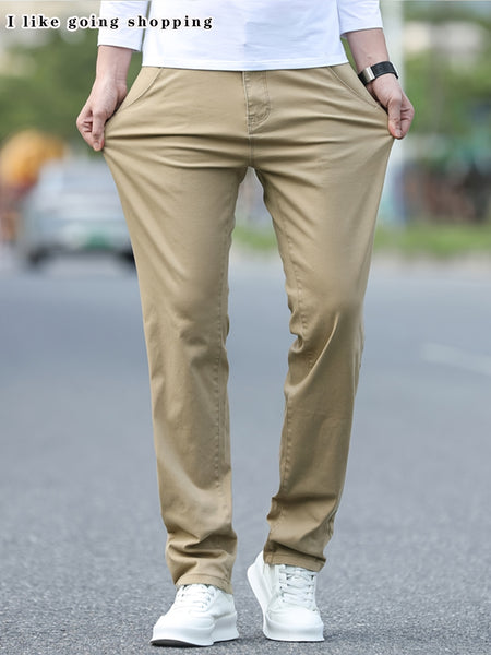 [Tongtongbang Selection OBM] 2pcs Set of Stretch Men'S Chino Pants, Light Business Semi-Formal Casual Straight Trousers