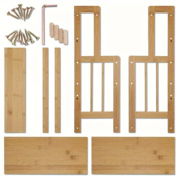 3 Tier Wooden Spice Rack Knife Holder Kitchen Organiser Shelf Stand Adjustable