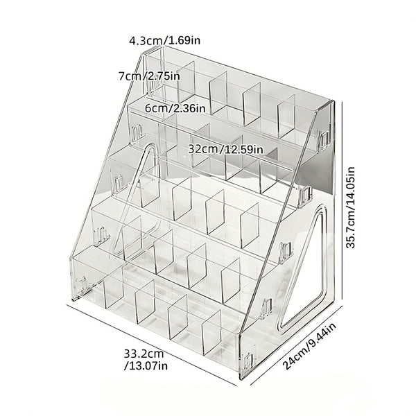 1pc LDQ Large Capacity Acrylic Pen Holder Organizer with Multi-Compartment Storage - Heavy-Duty Plastic Desk Organizer with Compartments for Pencils, Markers, Brushes, School Supplies, Office & Home - Space-Saving Modern Pen