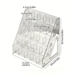 1pc LDQ Large Capacity Acrylic Pen Holder Organizer with Multi-Compartment Storage - Heavy-Duty Plastic Desk Organizer with Compartments for Pencils, Markers, Brushes, School Supplies, Office & Home - Space-Saving Modern Pen