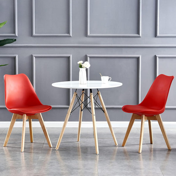 mcc direct Set of 2 Dining Chairs Wooden Legs Soft Cushion Pad Stylish DELUXE Retro Lounge Dining Office EVA