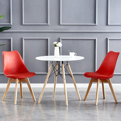 mcc direct Set of 2 Dining Chairs Wooden Legs Soft Cushion Pad Stylish DELUXE Retro Lounge Dining Office EVA
