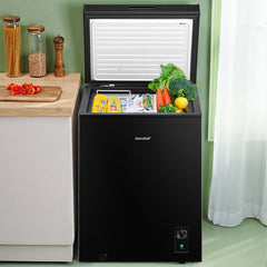 Midea Comfee 99L Freestanding Chest Freezer – Convertible Freezer/Refrigeration, Inverter Compressor, 4-Star Freezer Rating, Ideal for Home Kitchens with Ample Storage Needs, Plus Outbuildings, Garages & Sheds – Black [Energy Class E]