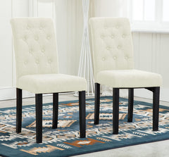 mcc direct Set of 2 Lined Fabric Dining Chairs With Solid Wooden Legs For Home & Commercial Restaurants