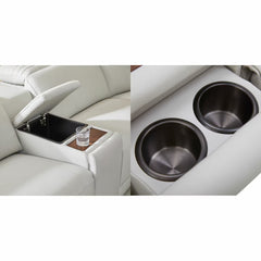 Aiden & Ivy Karson Cream Leather Power Reclining Sectional Sofa