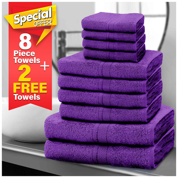 8pcs Egyptian Cotton Towel Set | Quick-Drying & Highly Absorbent