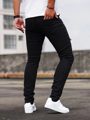 Spring And Autumn Fashion Hong Kong Style Classic Commuter Pants Easy Fashion Casual Daily Slim Fit Jeans Men