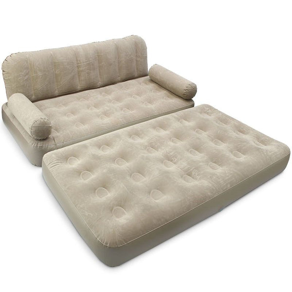Inflatable Sofa Bed 2-in-1 Flocked Air Mattress Chair Guest Camping Lounge Home