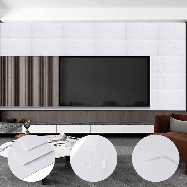 Pack of 20 PVC Self-adhesive Wall Backing Ceramic Tile Wall Stickers, Faux Marble Ceramic Tile Stickers, Waterproof Faux Marble Pattern Tiles Stickers for Bathrooms and Kitchens, Easy To Peel and Stick