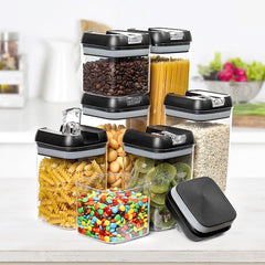 7pcs Sealed Candy Jars with Lids, Kitchen Food Storage Box Set, Stackable Pantry Organiser Jars for Cereal Flour, Sugar, Fridge Parts Kitchen Accessories