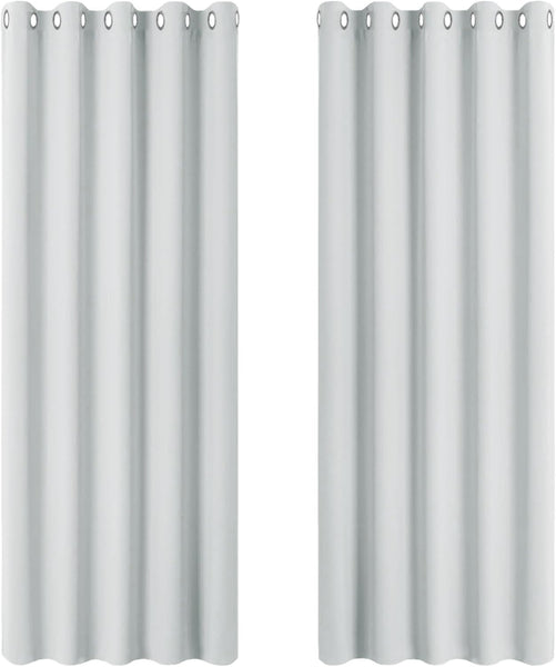 PONY DANCE Grey Blackout Thermal Insulated Curtains for Bedroom, 46 X 54 Inch Short Eyelet Curtains & Drapes, Soft Black Out 2 Panels for Window Living Room/Kitchen