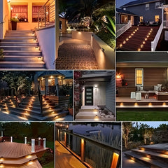 10pcs set of solar outdoor garden lights, home garden layout staircase deck lights, hallway wall lights, railing decorative lights, holiday decorative atmosphere lights, IP44
