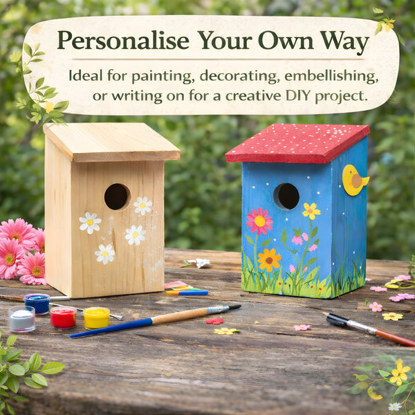2 X Wooden Nesting Box Bird House Nesting Box Small Birds Bluetit Robin Sparrow