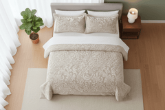 3pcs Embossed Bedspread Set - Coverless Comforter with 2 Pillow Shams, Lightweight All-Season Bedding - Soft Teddy Fleece Bedspread