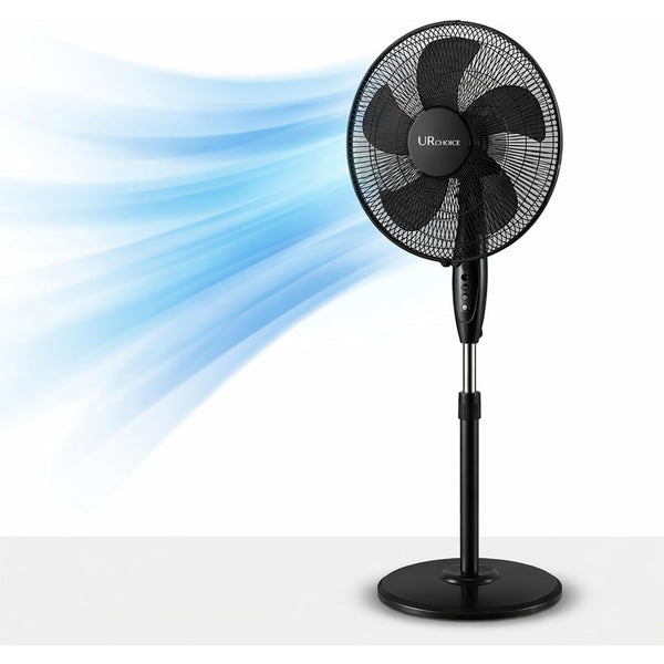 16 Inch Pedestal Fan with Oscillation, 3 Speed Settings, Adjustable Height & Tilt, Floor Standing Fan for Home & Office