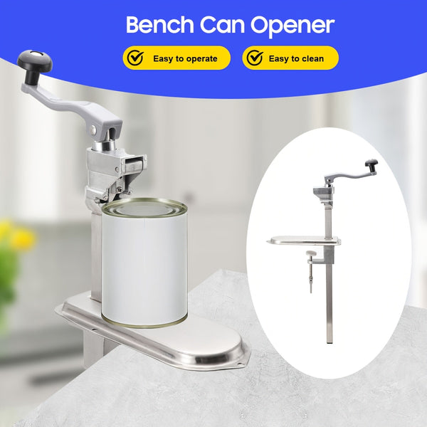 Bench Can Opener, Heavy Duty Tin Opener, Stainless Steel Desktop Can Opener for Commercial Kitchen Hotel Food Factory, Silvery