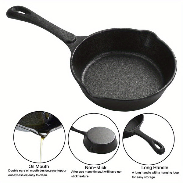 20cm Cast Iron Pot, Retro Portable Cast Iron Pot, Can Be Used for Camping/home Cooking, Even Heating, Size: 37*20*4.5cm (black)