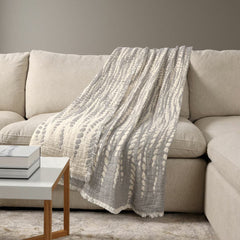 Life Comfort Reversible 100% Cotton Gauze Throw in Blue, 127 X 162 Cm