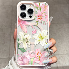 Phone Case - Apple Magnetic Phone Case with Lily Flower And Butterfly Design, Transparent Anti-Drop Protective Cover, Compatible with for Iphone 17 Air/16/15/14/13/12/11/Plus/Pro/Pro Max And Galaxy S22/S23/S24 FE/S25/S26 ULTRA PLUS. It Is The First