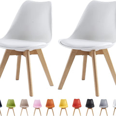 mcc direct Set of 2 Dining Chairs Wooden Legs Soft Cushion Pad Stylish DELUXE Retro Lounge Dining Office EVA