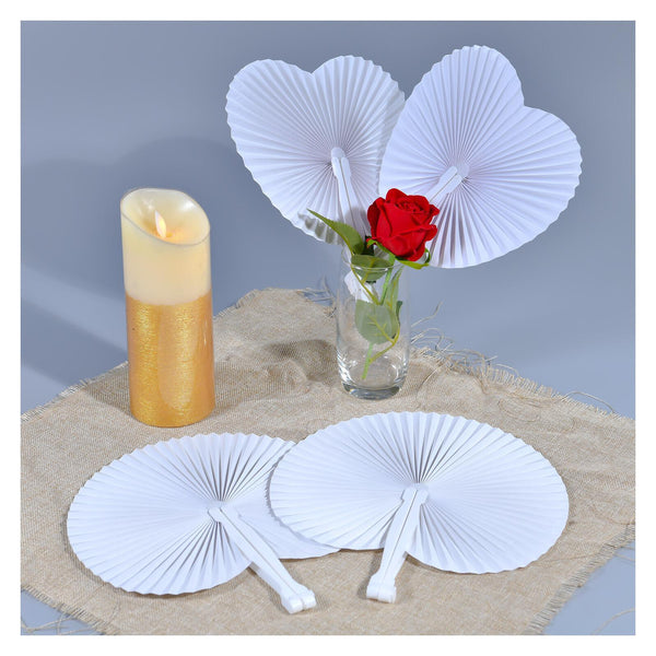 Heart Shaped Folding Paper Fans, White Accordion Fans, Decorative Ornaments for Wedding Party, Birthday, Festival