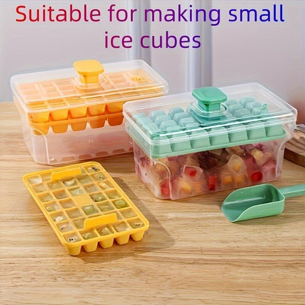 Double Layer 68 Grids Ice Cube Tray with Lid Party Bar Ice Cube Maker Mould Ice Storage Box, Long Ice Cube Tray, Ice Trays Molds, Ice Cube Container, Freezer Tray, Ice Block Tray, Drink Chilling Accessories, Home Bar Essentials, Compact Storage Box, Stack