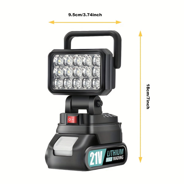 21V Portable LED Work Light, Outdoor Flashlight, Spotlight, Work Light, On-site Lighting, Workplace Lighting, with One Battery, Outdoor Construction Site Lighting, Christmas Gift,