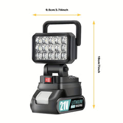 21V Portable LED Work Light, Outdoor Flashlight, Spotlight, Work Light, On-site Lighting, Workplace Lighting, with One Battery, Outdoor Construction Site Lighting, Christmas Gift,