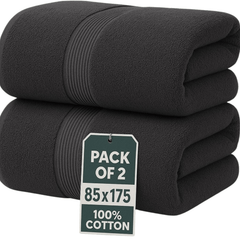 Set of 2 Jumbo Extra Large Bath Sheets – 85 x 175 cm Super Soft, Highly Absorbent, Quality Towels for Bathroom, Spa, Gym & Hotel Use
