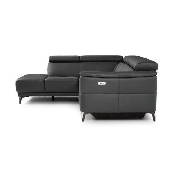 Nicoletti Charleston Blue Leather Power Reclining Corner Sofa with Chaise in 2 Configurations
