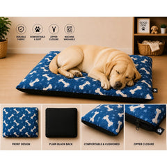 Dog Pet Bed with Removable Zipped Cover Large 95cm x 65cm Soft Washable Cushion