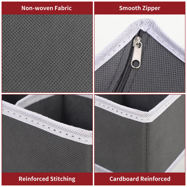 Vinsani Drawer Organiser Set of 4 Wardrobe Storage Dividers for Closet Undies Underwear Bra Socks Clothes Dresser Foldable Partitioned Cell Bedroom Storage Box