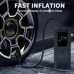 150PSI Portable Air Compressor with Tire Pressure Gauge & LED Display - 3X Faster One-Touch Smart Cordless Tire Inflator, Usb-Powered, Rechargeable Battery
