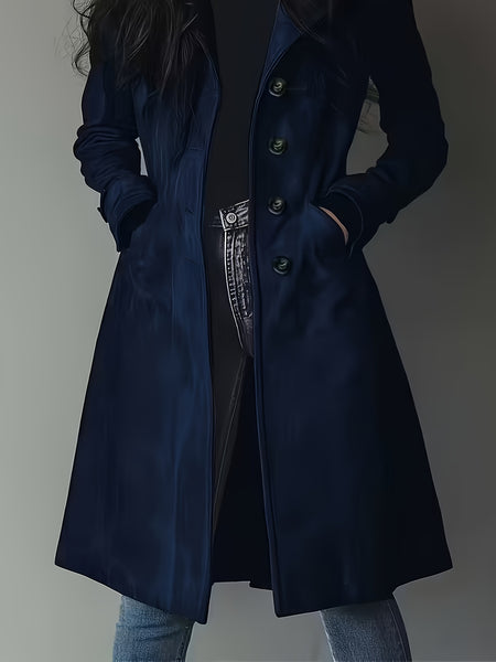 Elegant Women'S Vintage Coat - Classic Lapel Design, Button-Front Closure, H-Fit Cut Machine Washable Single-Breasted Style, Business Commute Wear, Timeless Classic Women'S Outerwear Warm Coat Jacket &