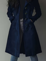 Elegant Women'S Vintage Coat - Classic Lapel Design, Button-Front Closure, H-Fit Cut Machine Washable Single-Breasted Style, Business Commute Wear, Timeless Classic Women'S Outerwear Warm Coat Jacket &