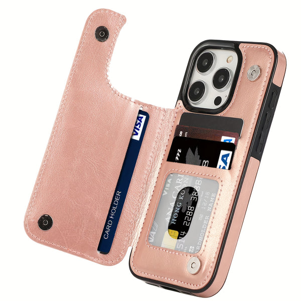Phone Case -Cardholder-Style Phone Case, Convenient. for Iphone 17 Promax/Pro/ Air, 16 Plus, 15, 14 Pro Max, 13, 12, 11. Gift for Friends, Boys, Girls Or Family. This Business Shock-Resistant Protective Case Features a Solid Color
