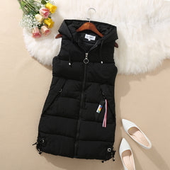 Elegant Sleeveless Vest Women's Elegant Sleeveless Long Vest - Winter Warm Coat Zipper Closure Front, Loose Fit Non-Stretch Outerwear, Sophisticated Formal & Everyday Chic for Fall/Winter, Cold Weather Wear, Modern Aesthetic, Durable Construction, Casual