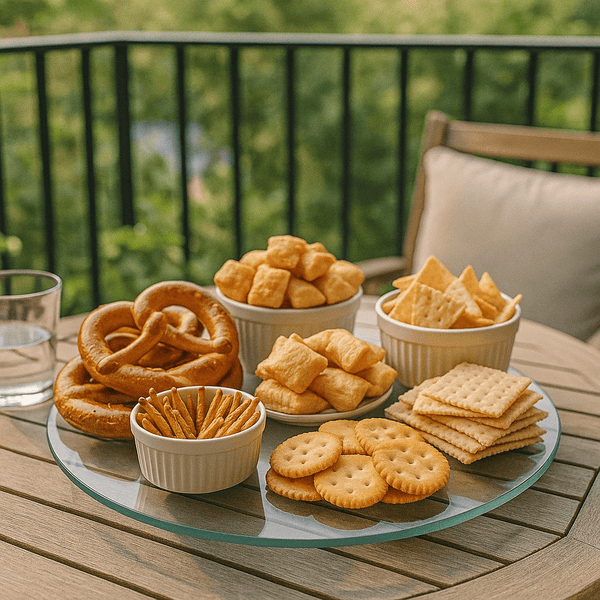 35cm Glass Lazy Susan Turntable with Rotating Design, Non-Slip Base, Round Rotating Serving Tray for Dining Table, Parties, Centerpiece Display, Kitchen Organizer