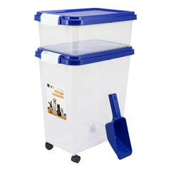 Taylor & Brown 3-Piece 50L Airtight Pet Food Storage Container Combo with Scoop and Treat Box for Dog Cat and Bird Food, Keep Pests Out, Translucent Body, Easy Mobility