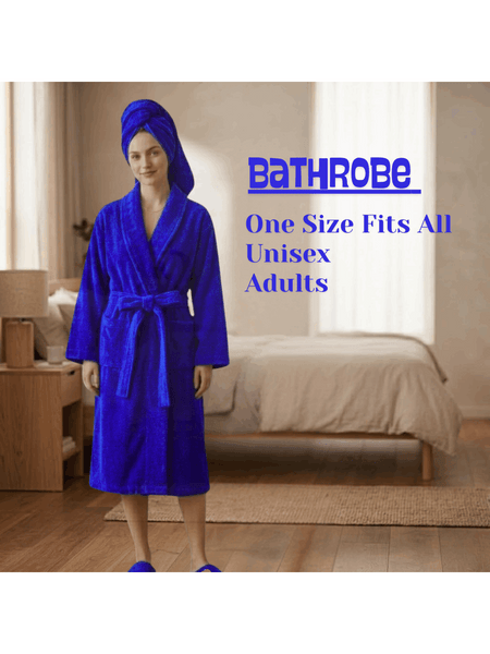 Mens and Ladies Shawl Collar Bathrobe 100% Egyptian Cotton Unisex Shawl Collar Dressing Gown Terry Towelling Bathrobe One Size