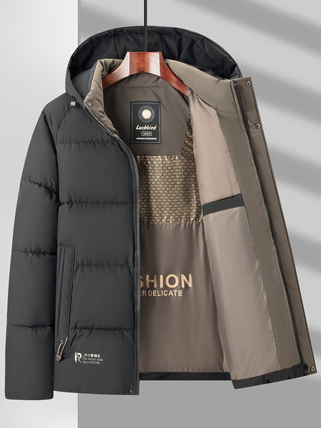 2024 Winter New Arrival Men's Outdoor Casual Padded Storm Jacket with Detachable Hood, Thickened Warm Fashionable Men's Outerwear