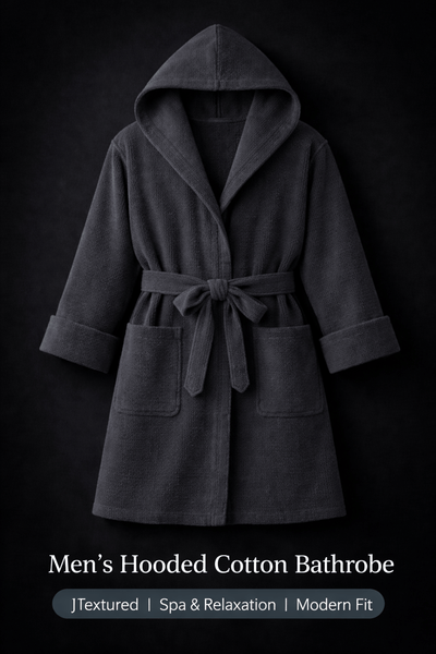 Men'S Hooded Cotton Bathrobe – Ultra Soft Terry Cloth Spa Robe with Adjustable Belt & Deep Pockets – Knee Length Luxury Home & Hotel Dressing Gown