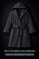 Men'S Hooded Cotton Bathrobe – Ultra Soft Terry Cloth Spa Robe with Adjustable Belt & Deep Pockets – Knee Length Luxury Home & Hotel Dressing Gown