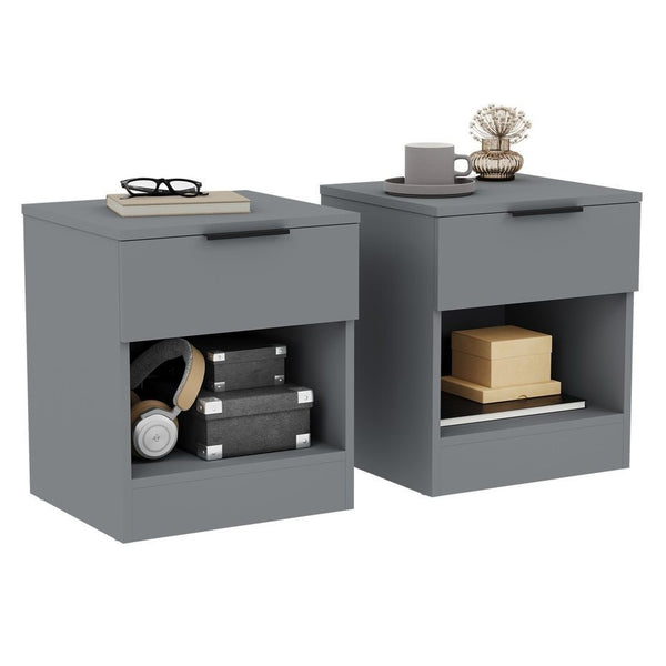 Vida Designs Trega 1 Drawer Bedside Chest Set Of 2, End Table Nightstand Space Saving Storage Organizer Bedroom Furniture