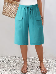 Circle 3pcs Set Standard Size Women's Shorts Casual Beach Pants with Pockets