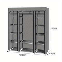 Portable Wardrobe 128x45x173cm Fabric Wardrobes for Bedroom Large Foldable Closet Storage Oranisers Portable Wardrobes for Bedroom