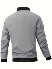 Men'S Casual Bomber Jacket | Spring-Autumn, Non-Stretch, Baseball Collar, Multiple Pockets, Zipper Closure