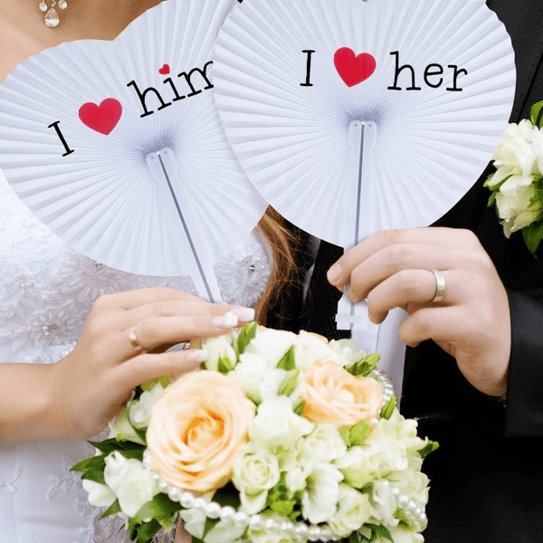 10pcs Set of Vibrant Heart-Shaped Folding Handheld Paper Fans with Silvery Plastic Handles - Perfect for Birthday Parties, Weddings, And Gifts, Craft