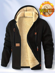 Men'S Cardigan Hooded Fleece Thickened Sweatshirt, Fashionable Fleece Warm Hoodie, Comfortable Loose Drawstring Hooded Sweatshirt, Autumn And Winter Men'S Clothing, Men'S Casual Hooded Sweatshirt with Zipper Pockets, Suitable for Winter And Autumn