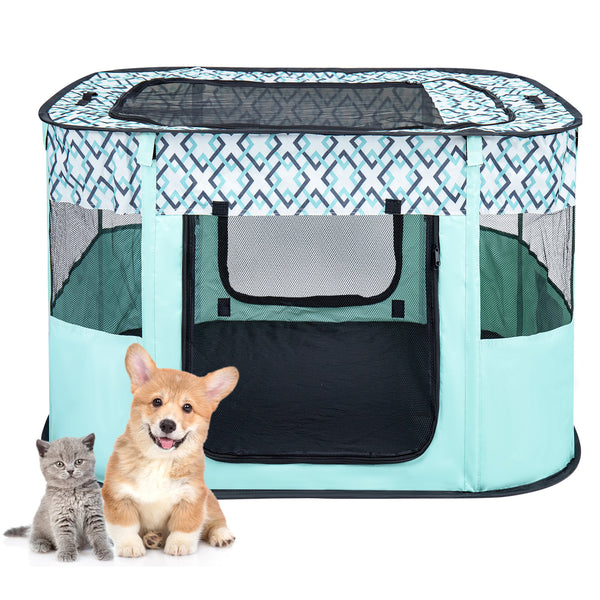 Youyijia Foldable Pet Playpen, Portable Dog Cat Playpen, Soft Portable Dog Crate, Outdoor/Indoor Exercise Kennel, Dog Cage for Pets (Yellow S: 70X55X45Cm)